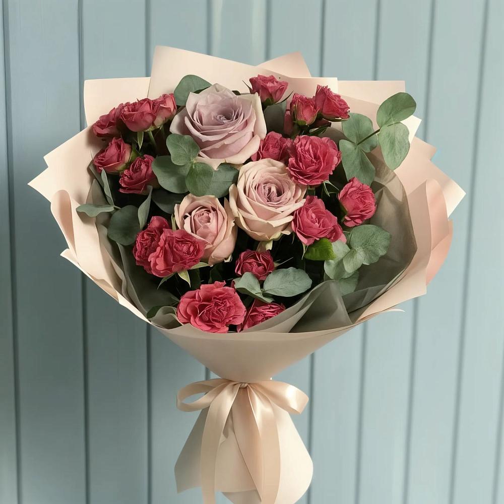 Букет цветов из: Гвоздики и Розы в Иня