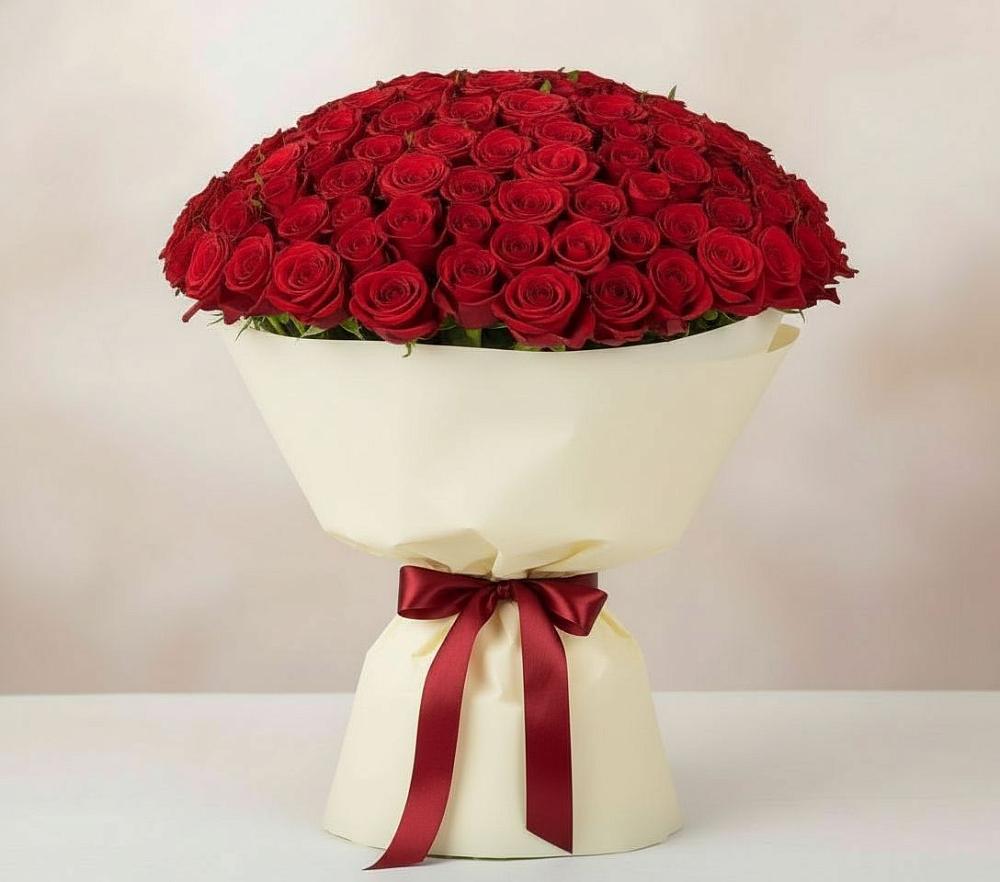 Букет 101 Красная роза Милано в Иня