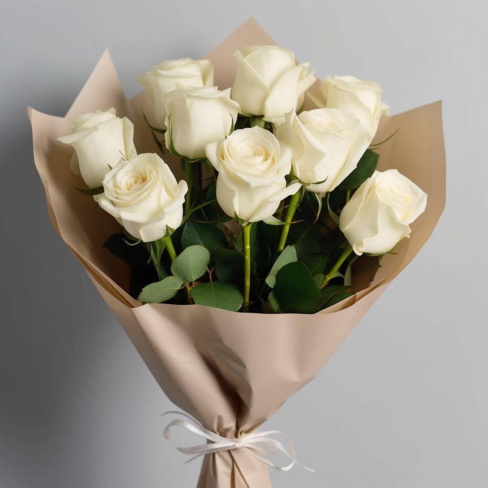 Букет 9 Белых роз Эдлесс Лав в Иня