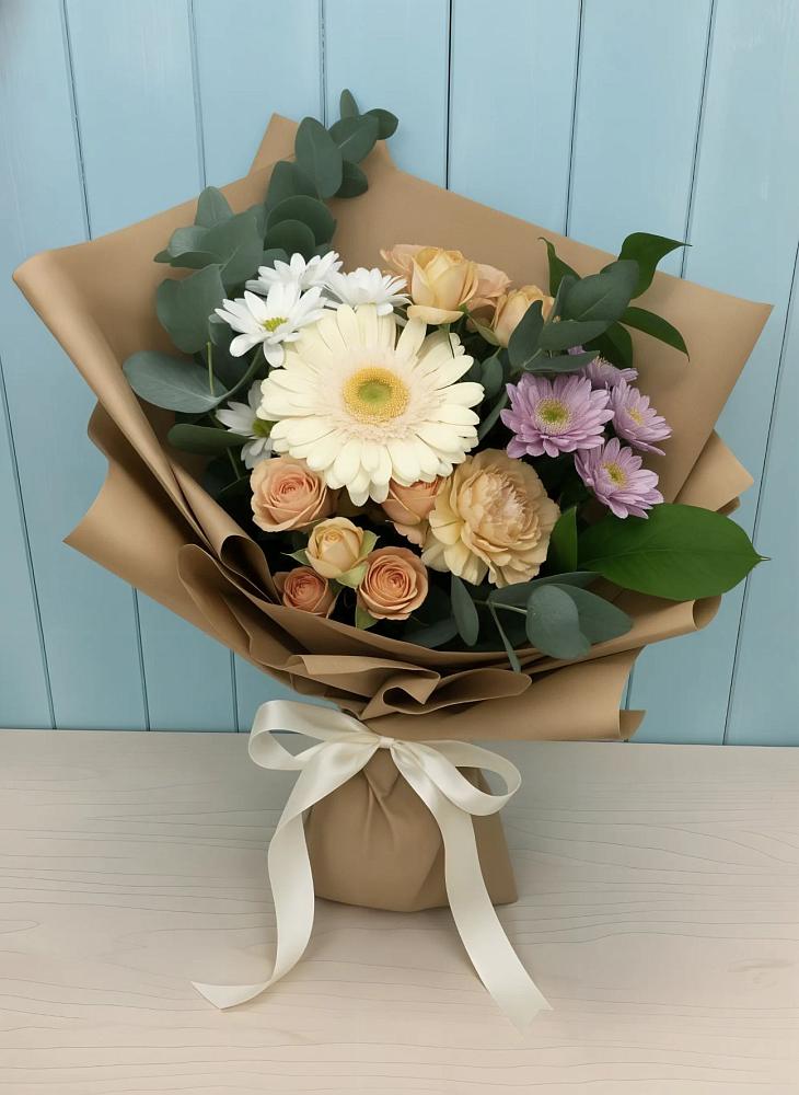 Букет цветов из: Герберы и Хризантемы в Иня