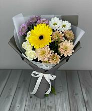 Букет цветов из:  Розы, Герберы и Хризантемы в Иня