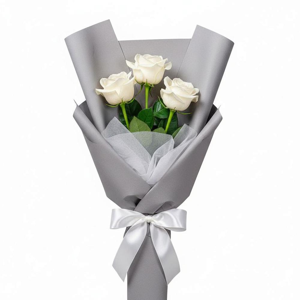 Букет 3 белые розы в Иня