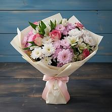 Букет цветов из:  Хризантемы, Альстромерии и Розы в Иня