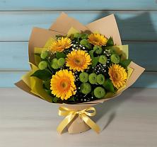 Букет цветов из:  Герберы и Хризантемы в Иня