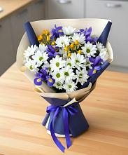 Букет цветов из:  Розы, Ирисы и Хризантемы #REPLACE_PRED# Иня