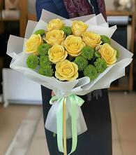 Букет цветов из:  Хризантемы и Розы в Иня