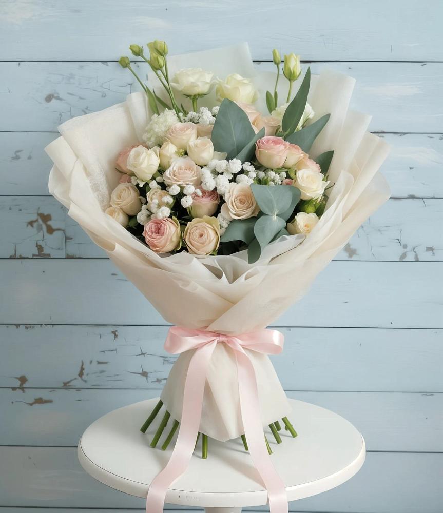 Букет цветов из: Розы и Лизиантусы в Иня