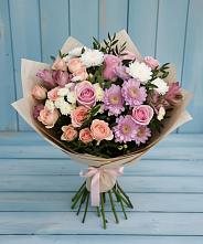 Букет цветов из:  Хризантемы, Розы и Альстромерии в Иня