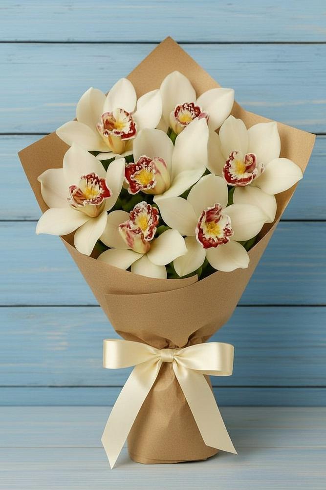 Букет цветов из: Орхидеи и Розы в Иня