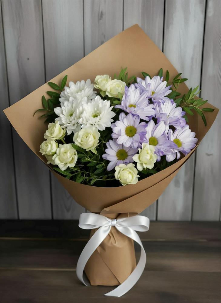 Букет цветов из: Хризантемы и Розы в Иня